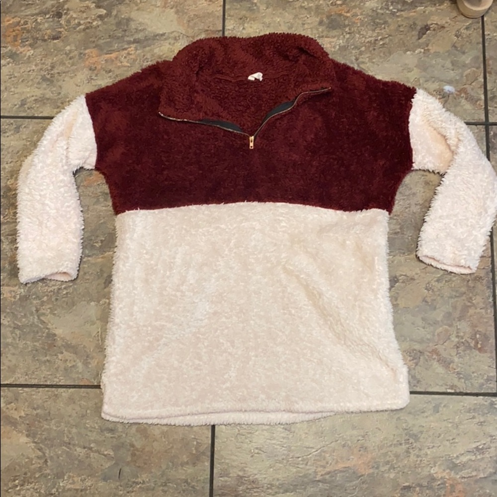 Little girls Sherpa 3 quarter zip pullover